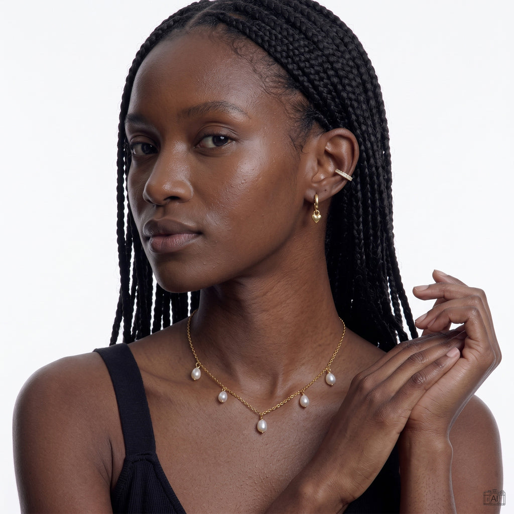 Firn Earcuff von Froyé am Ohr getragen
