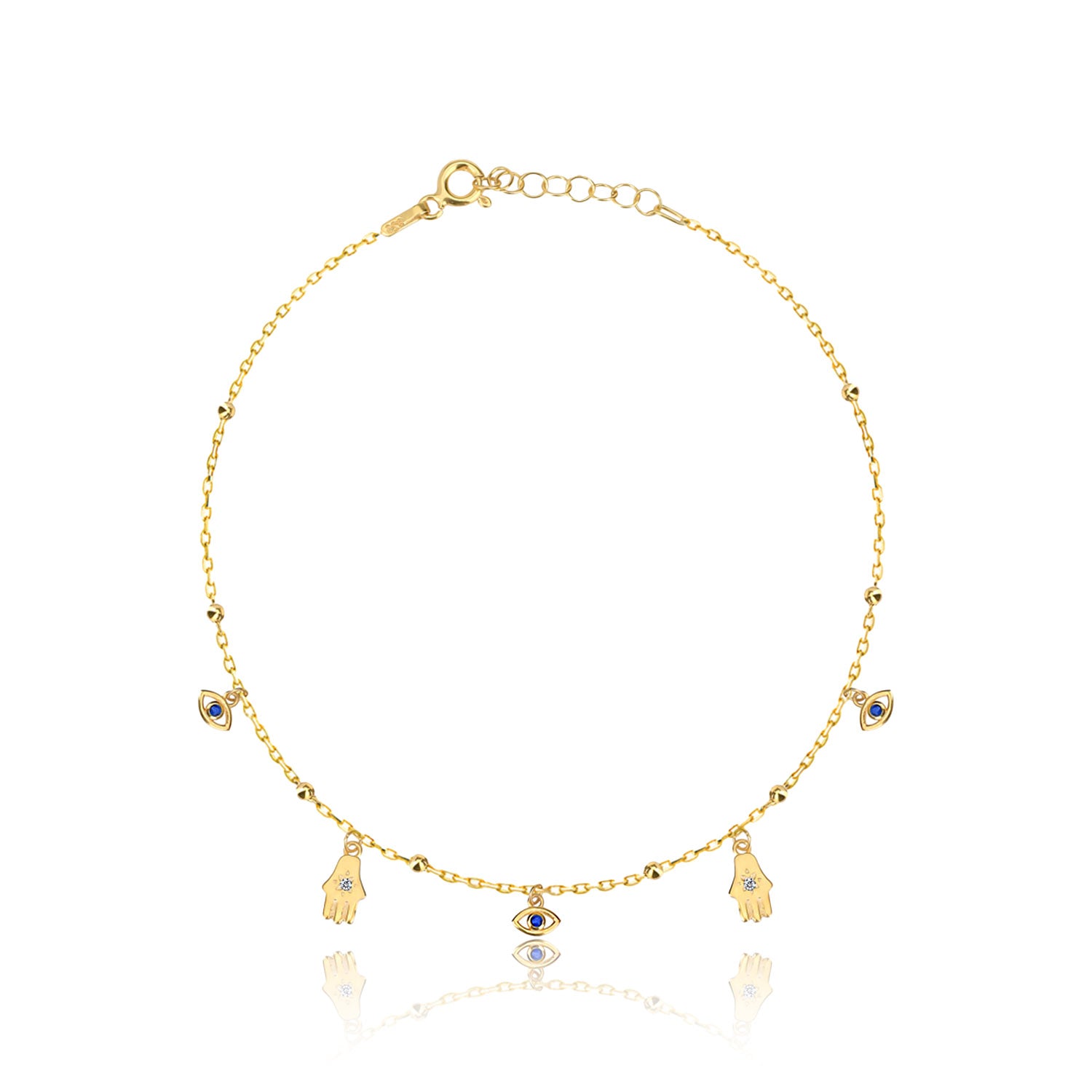 Amulet Hamsa- und Nazar-Armband von Froyé – Detailansicht