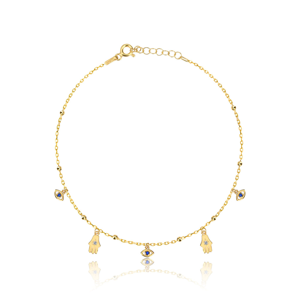 Amulet Hamsa- und Nazar-Armband von Froyé – Detailansicht