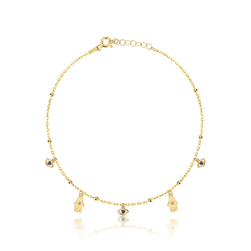 Amulet Hamsa- und Nazar-Armband von Froyé – Detailansicht