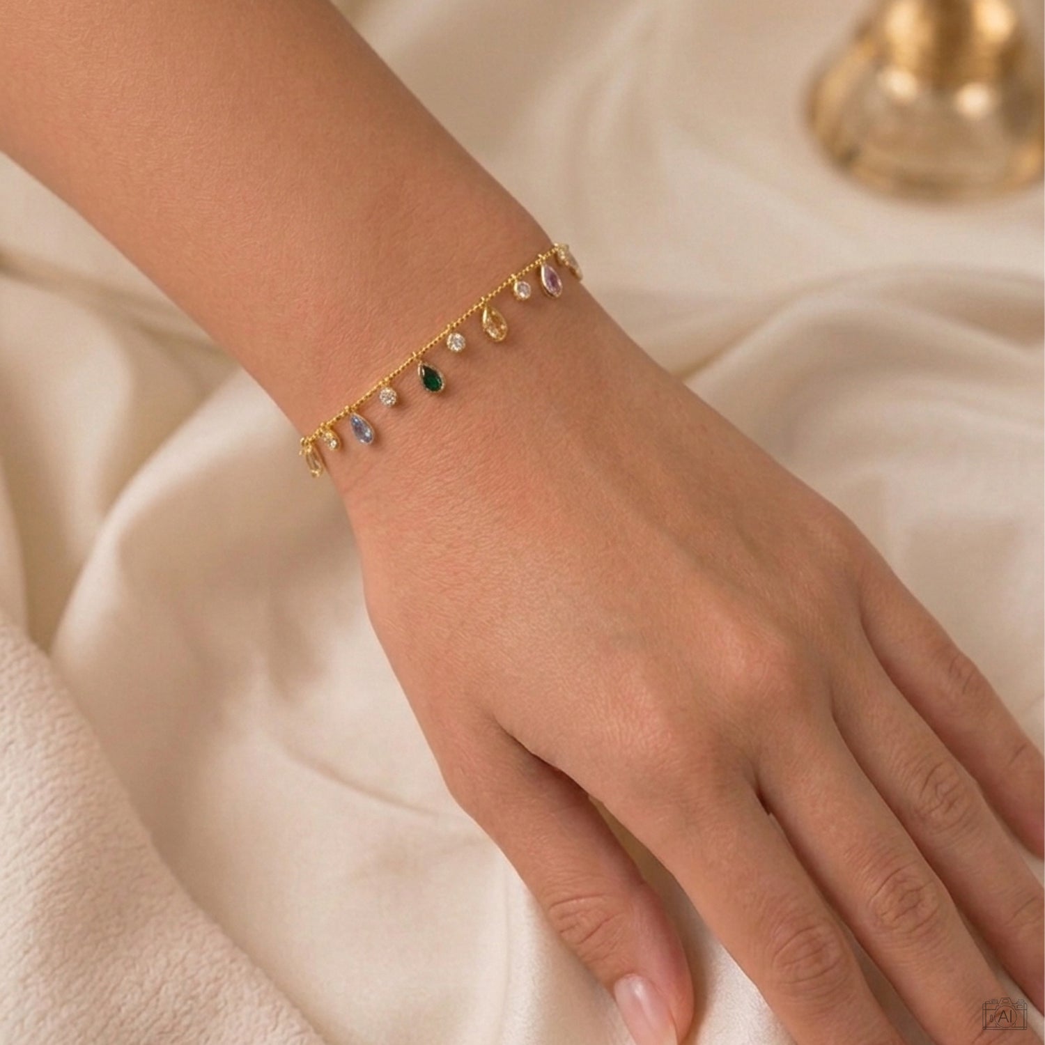 Aria Zirkonia-Armband von Froyé am Handgelenk getragen