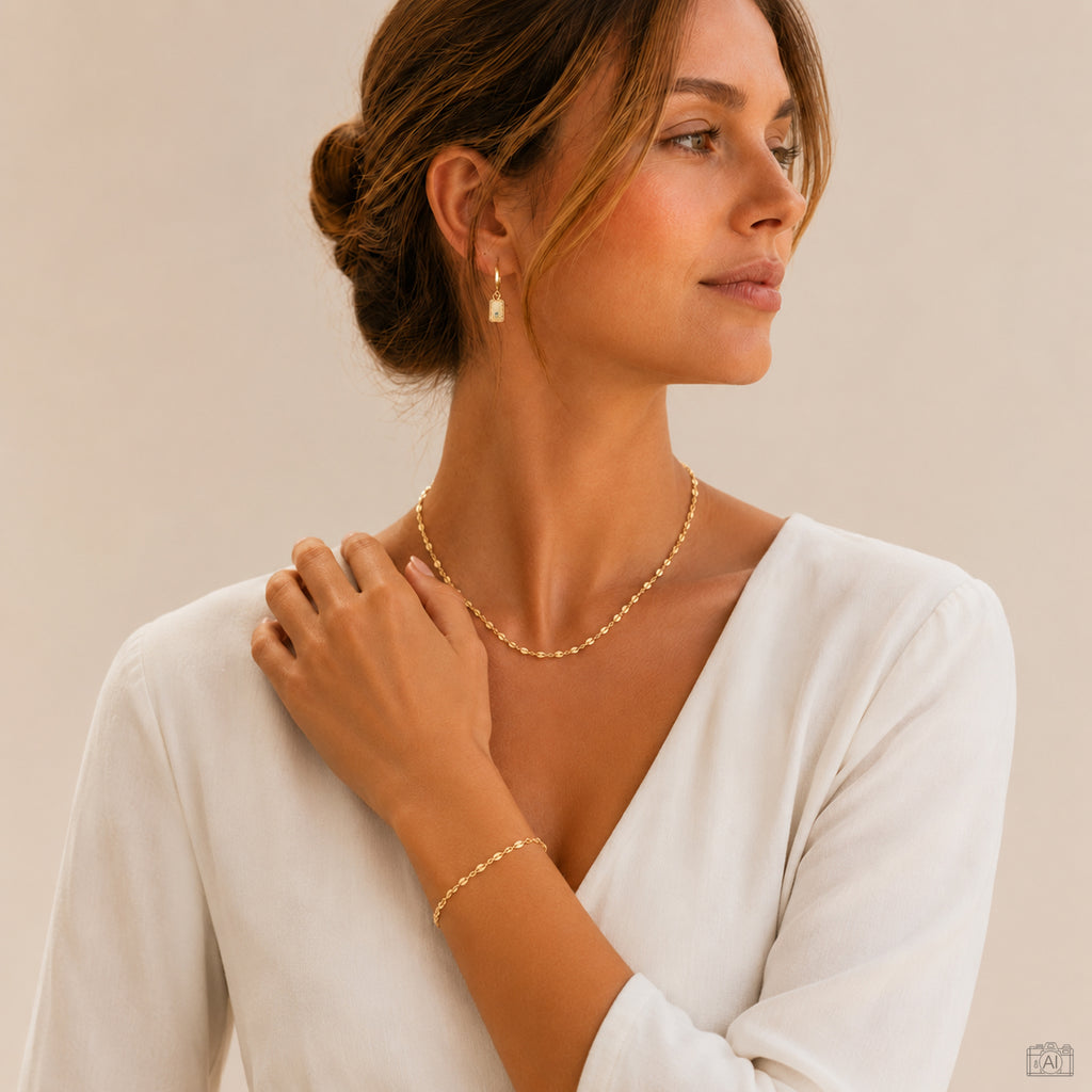 Lip Chain Schmuckset von Froyé als Set getragen