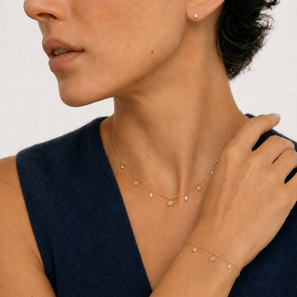 Solea Schmuckset von Froyé als Set getragen