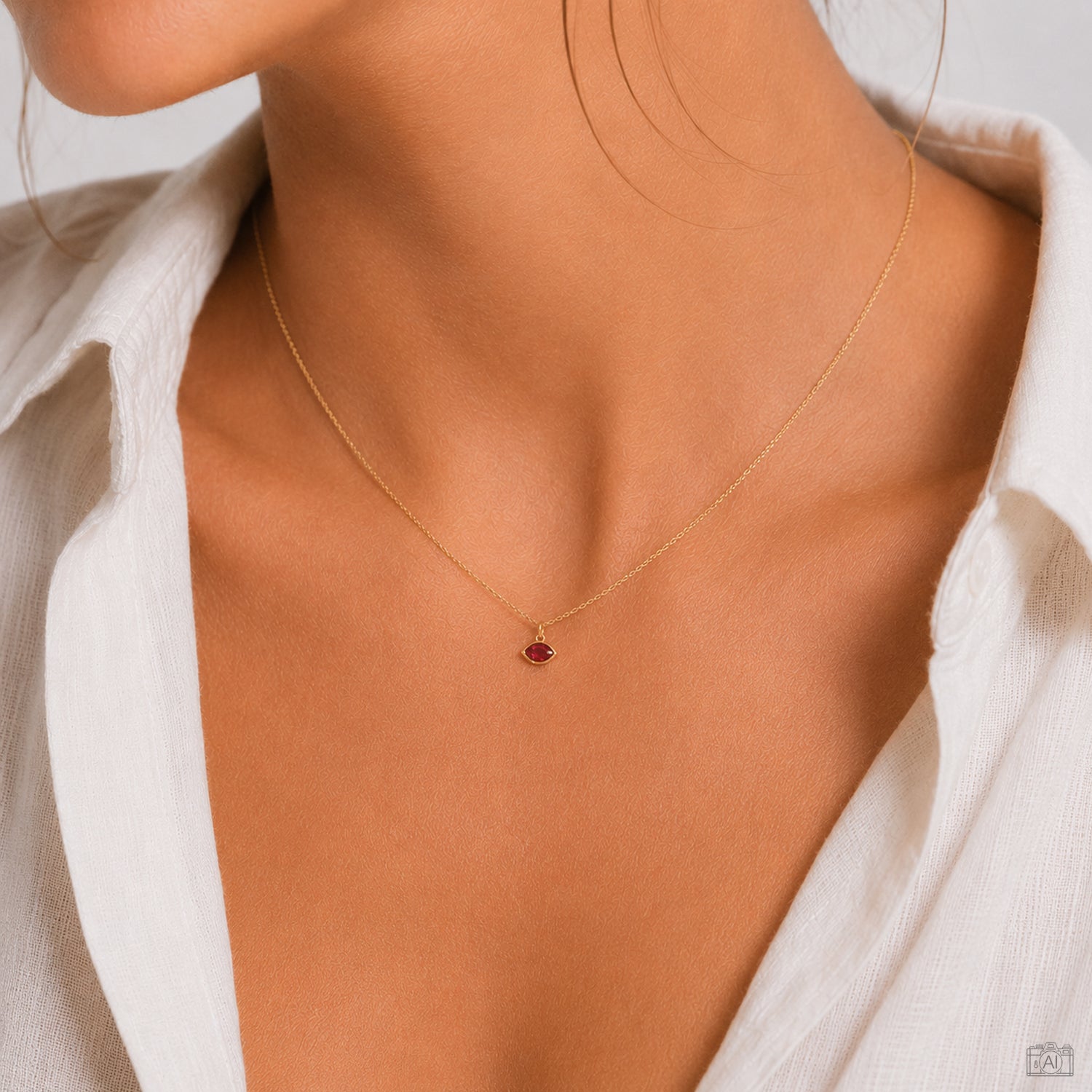 Aura Necklace02 Gold Red